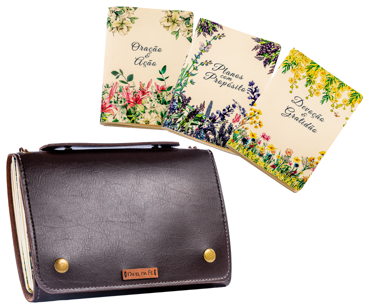 Kit Capa Café e Cadernos Flores da Bíblia