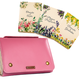 Kit Capa Rosa e Cadernos Flores da Bíblia