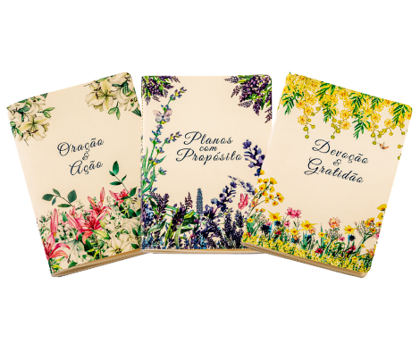 Kit 3 Cadernos Flores da Bíblia