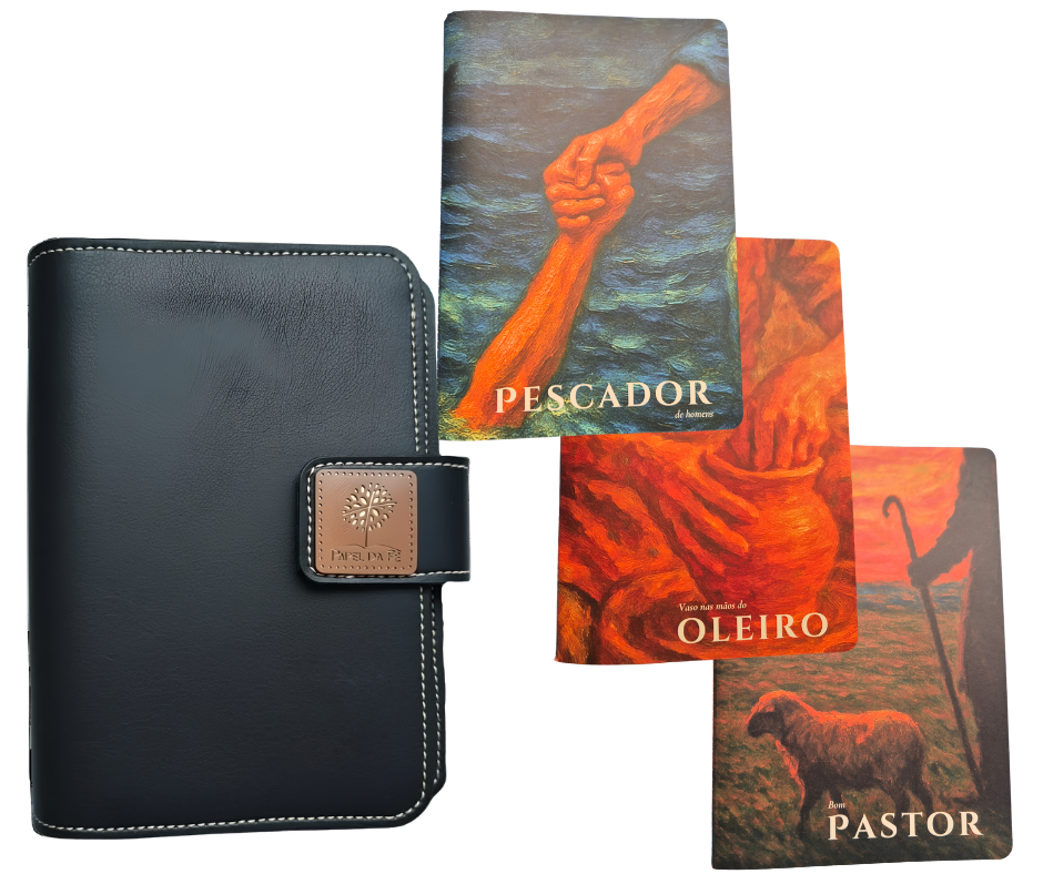Kit Capa Preta com 3 Cadernos Profissões da Bíblia